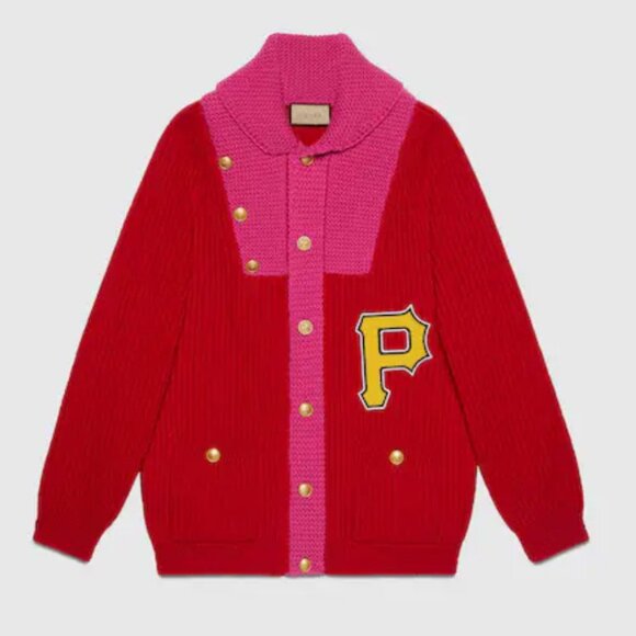 GUCCI MENS SWEATER X MLB PIRATES WOOL CARDIGAN w LOGO DETAILS - Picture 3 of 16